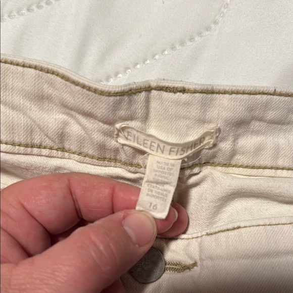 Eileen Fisher Women's Raw Hem Cream Ankle Jeans 5 Pocket Organic Size 16 - Picture 10 of 11